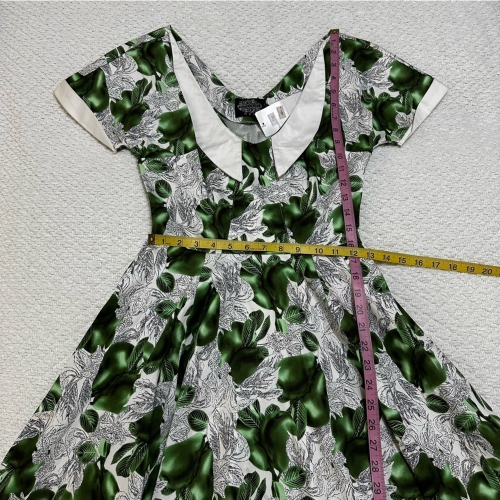 Hearts and Roses Retro Pin-up Rockabilly Green Dress Women’s Size 10 - Picture 8 of 13